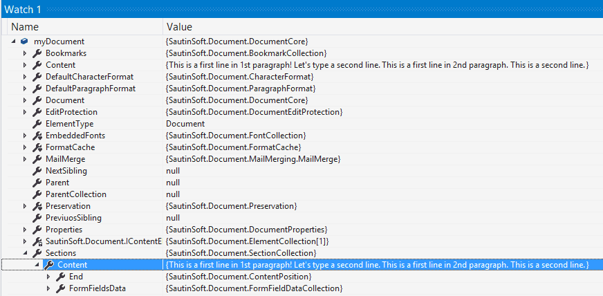 Document .Net provides you by the full tree of its objects after the loading document.