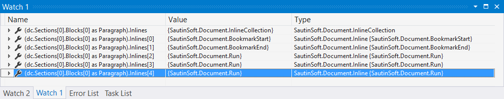 InlineCollection (class) is a collection of Inline elements:  Run, Shape, SpecialCharacter, Hyperlink, Field etc.