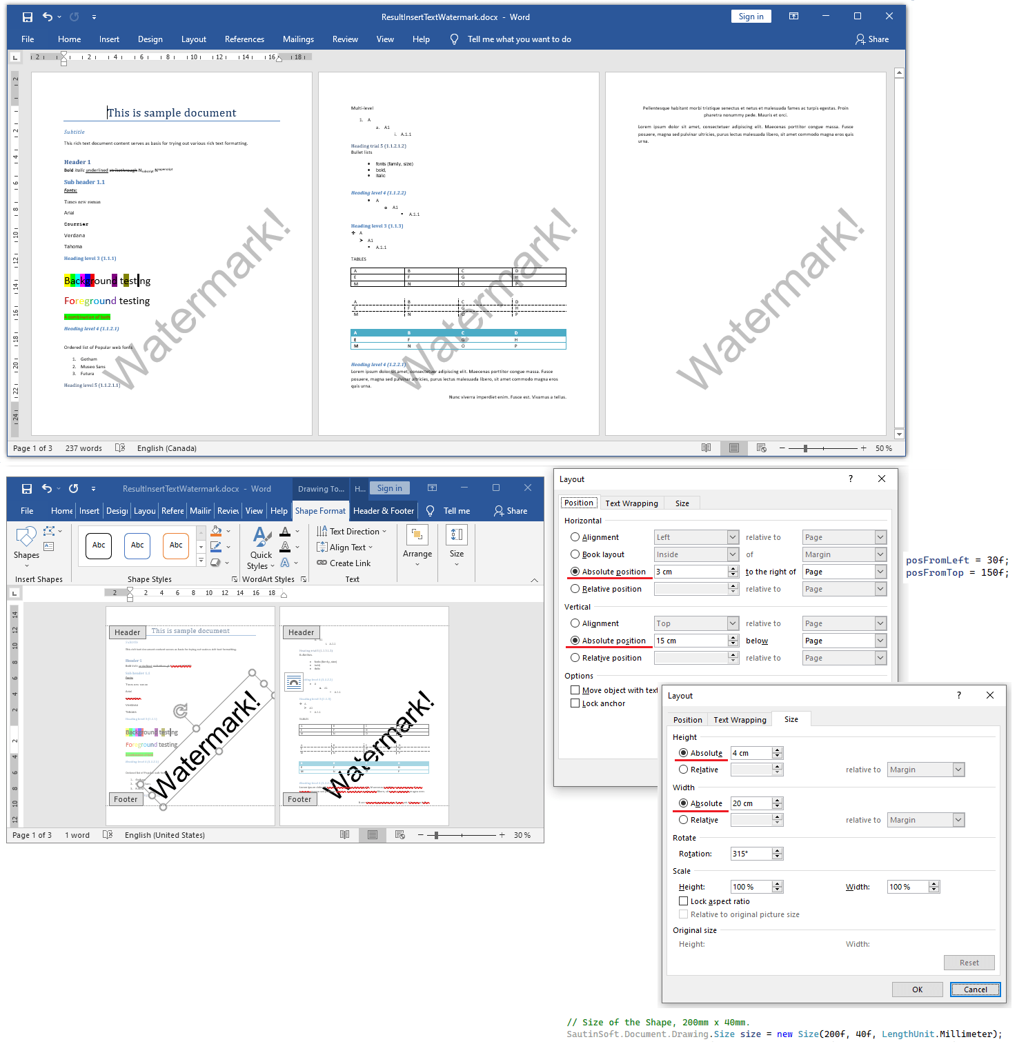 Insert a Text watermark Insert a Text watermark
