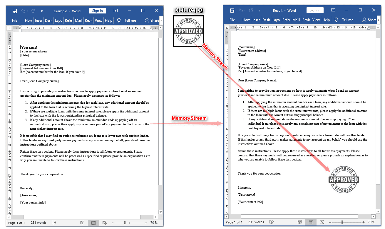 Add picture in DOCX in memory