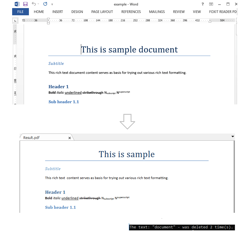 Delete a Text from Document
