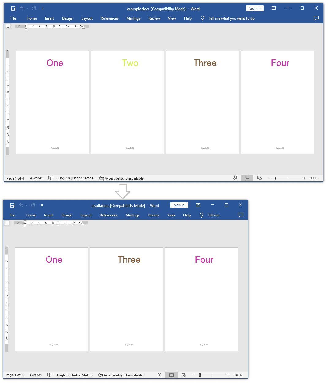 Delete specified page in document Delete specified page in document