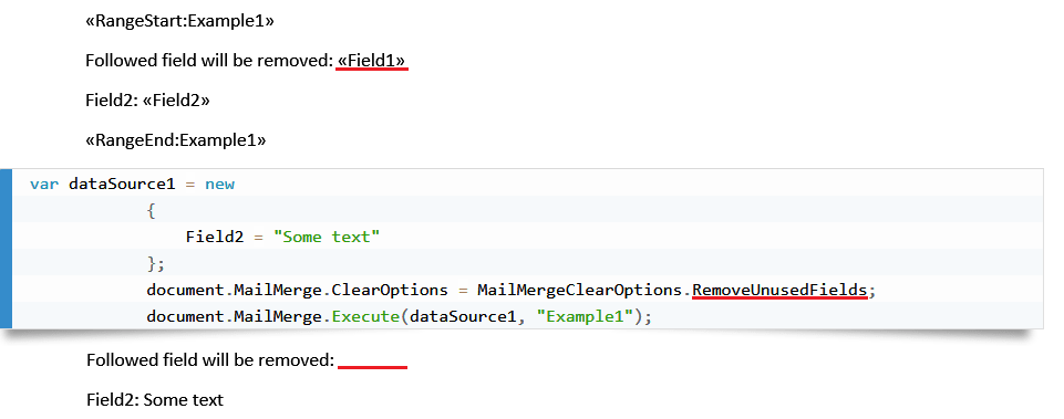 Mail Merge Clear Options