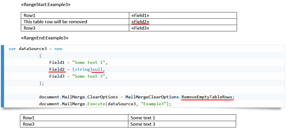 Mail Merge Clear Options