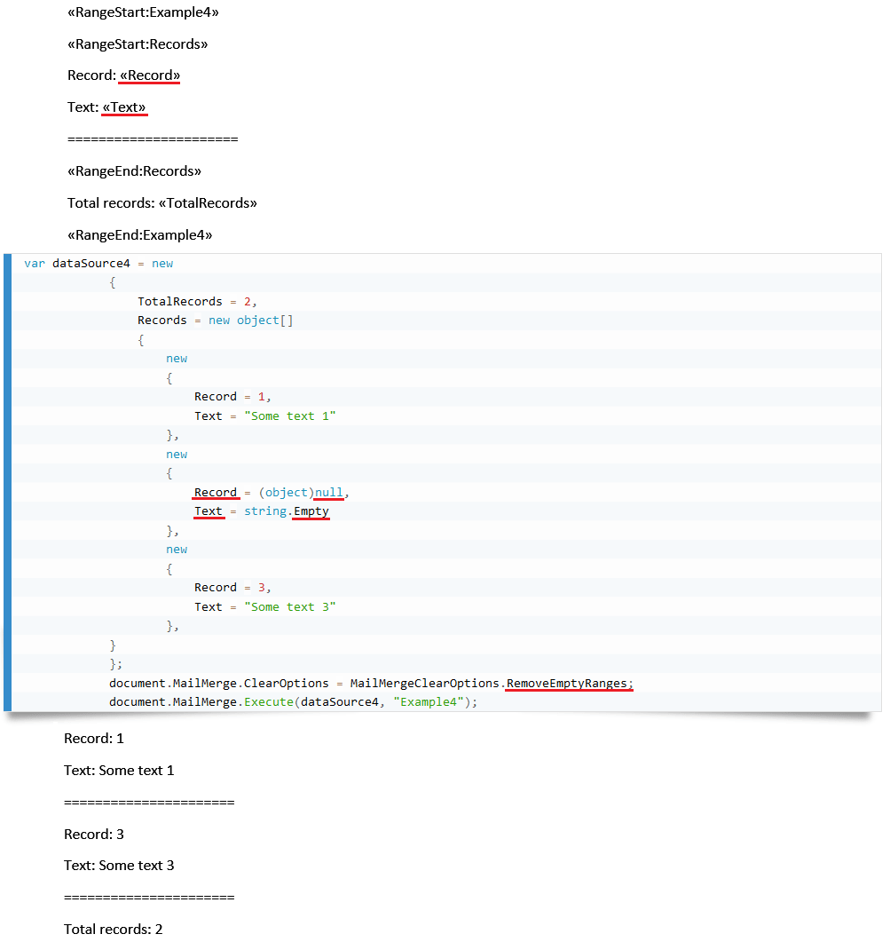 Mail Merge Clear Options