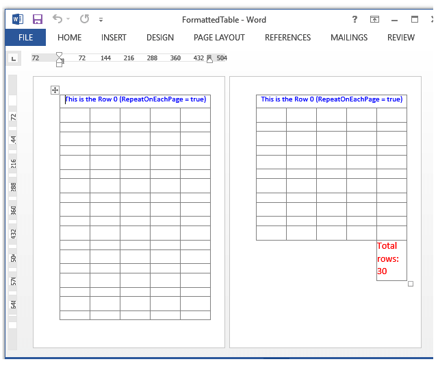 TableRow Formatting TableRow Formatting