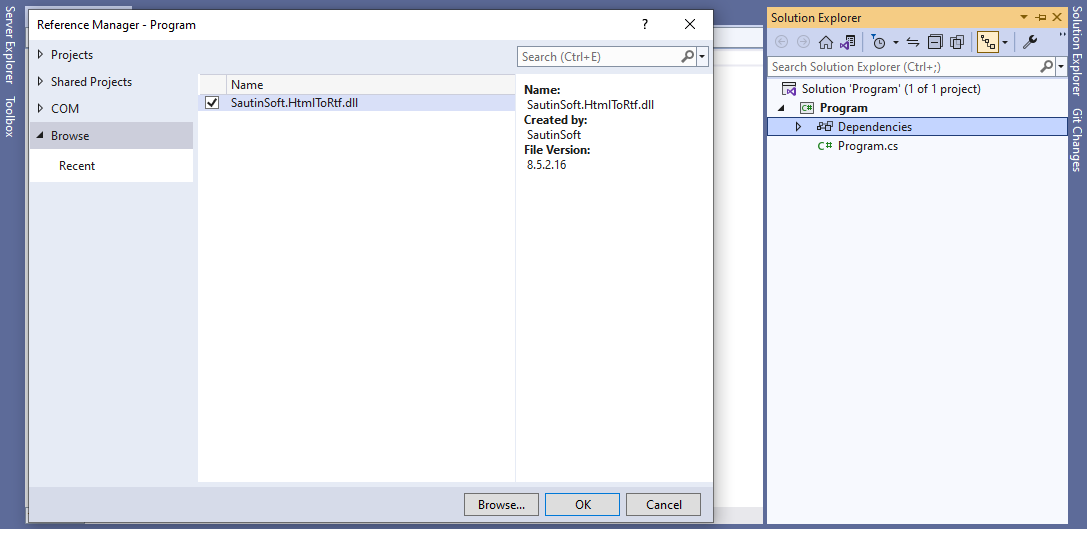 Install adding reference