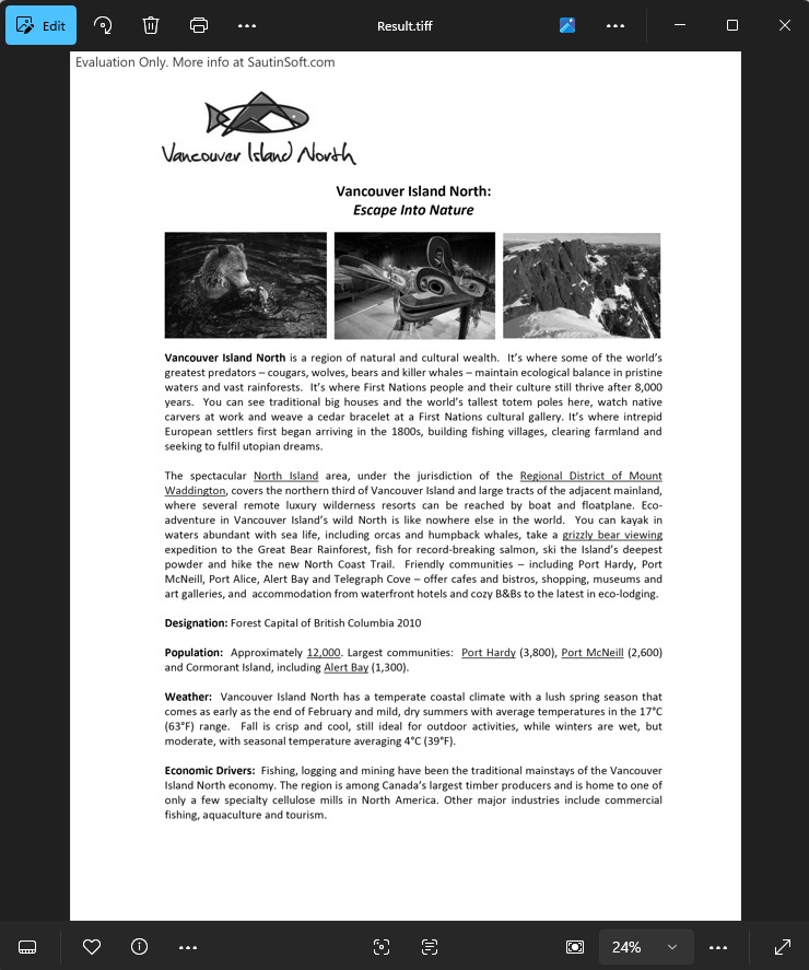 convert pdf to black white multipage tiff output