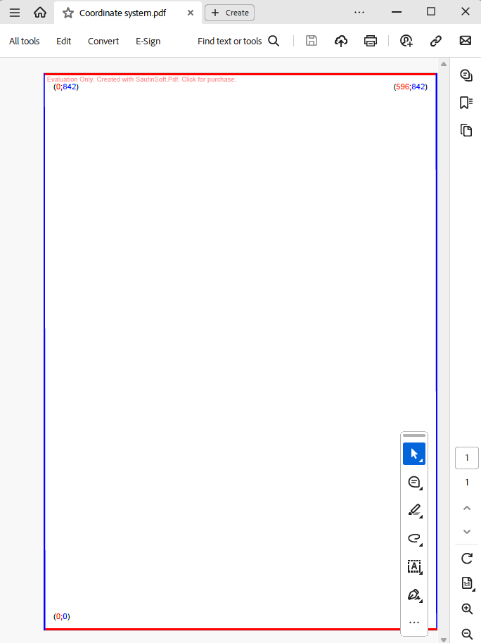 Coordinate system in PDF output