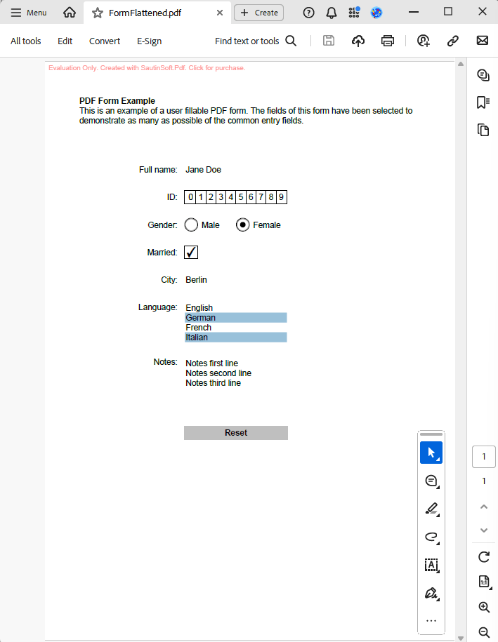 eFlatten Form output