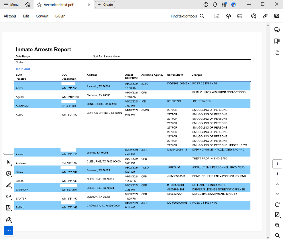 OCR a PDF document containing text as vector graphics input