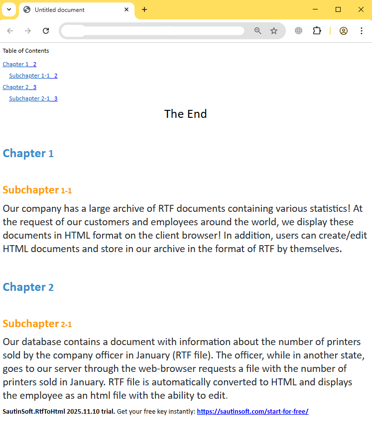 BuildNavigationPage html output