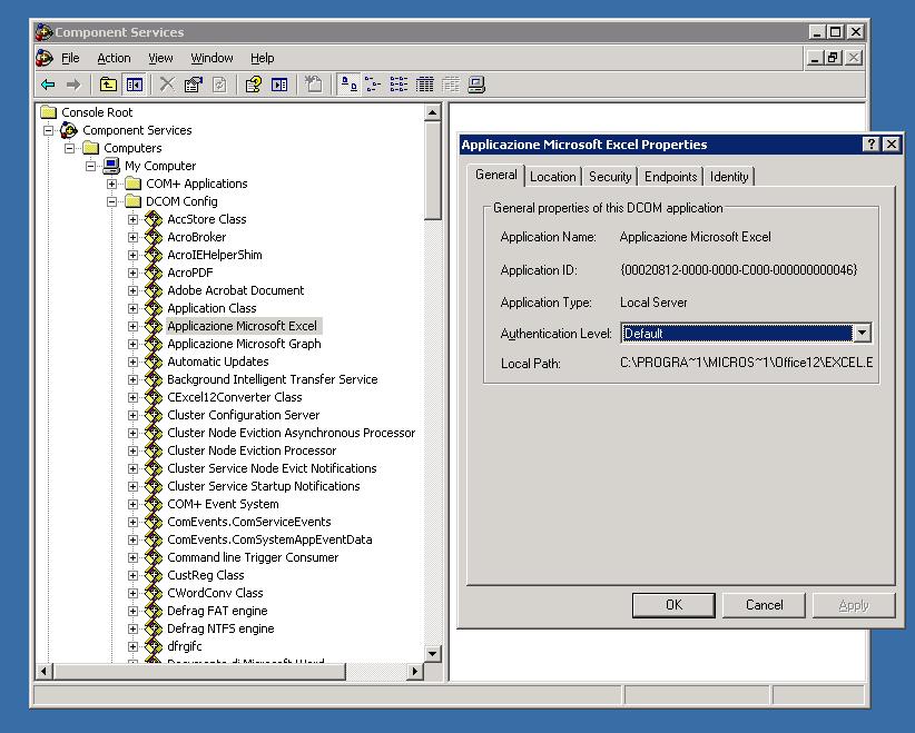 component services default
